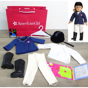 American Girl Fancy Horse Riding Outfit Breeches Boots Jacket Blouse Charm Bag